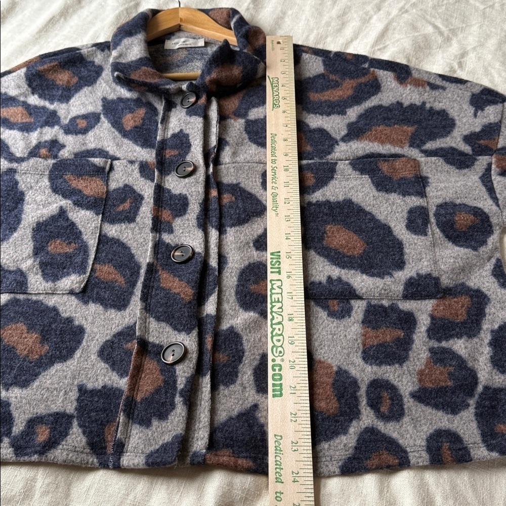 Saints & Hearts Gray and Brown Leopard Patterned Oversized Boxy Sweater Cardigan - Picture 14 of 14